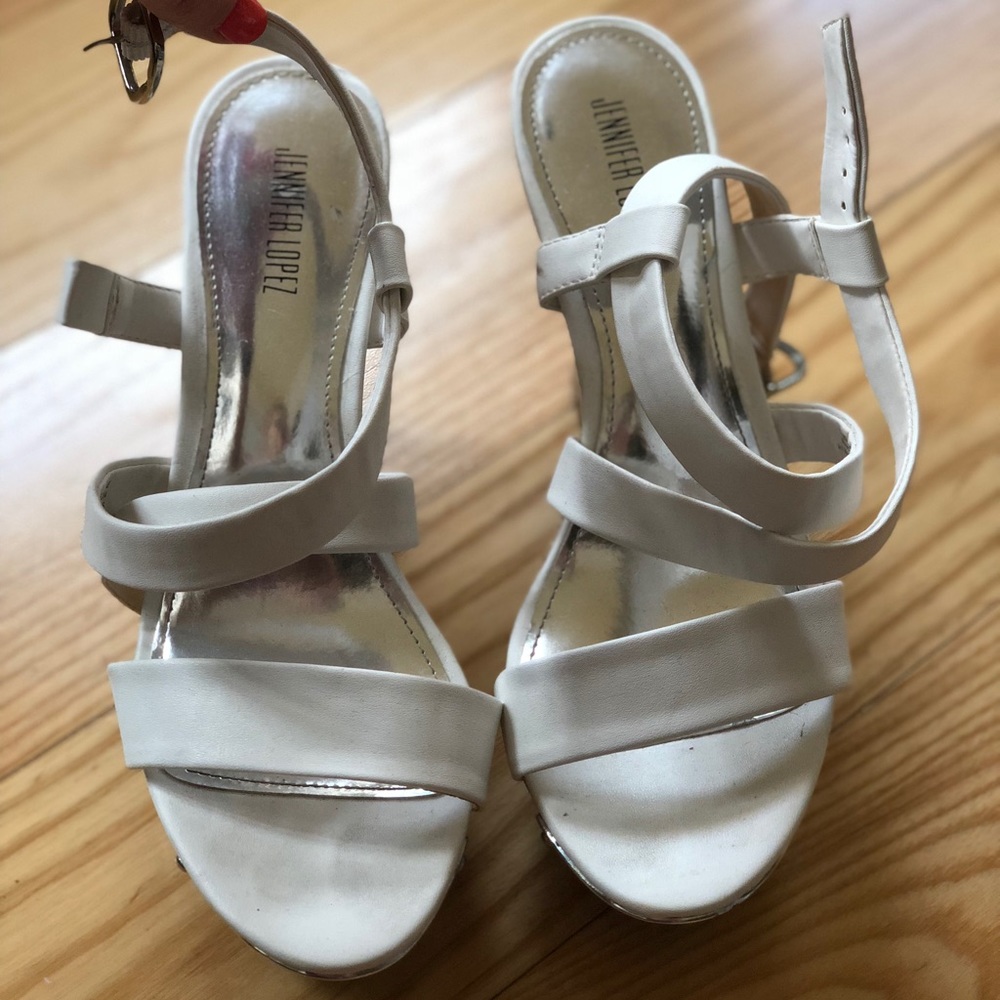 White Wedge Sandals 4” heel